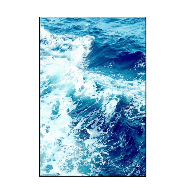 Blue Ocean Spindrift Canvas Art Seascape Modernist Textured Wall Decoration for Home Clearhalo 'Art Gallery' 'Canvas Art' 'Contemporary Art Gallery' 'Modern' Arts' 1653381