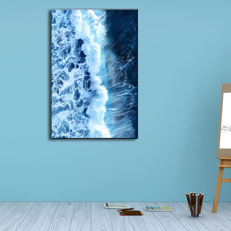 Blue Ocean Spindrift Canvas Art Seascape Modernist Textured Wall Decoration for Home Clearhalo 'Art Gallery' 'Canvas Art' 'Contemporary Art Gallery' 'Modern' Arts' 1653383