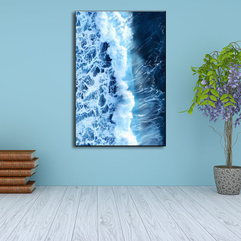 Blue Ocean Spindrift Canvas Art Seascape Modernist Textured Wall Decoration for Home Clearhalo 'Art Gallery' 'Canvas Art' 'Contemporary Art Gallery' 'Modern' Arts' 1653384