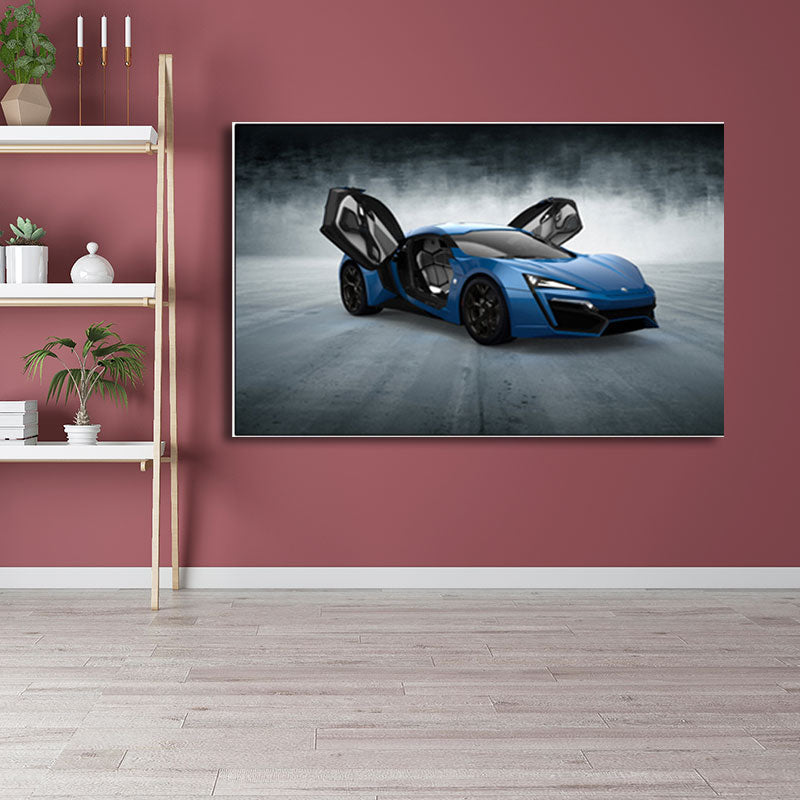 Contemporary Boys Art Print with Sport Car Pattern Bright Color Wall Decor for Bedroom Clearhalo 'Art Gallery' 'Canvas Art' 'Contemporary Art Gallery' 'Modern' Arts' 1653453