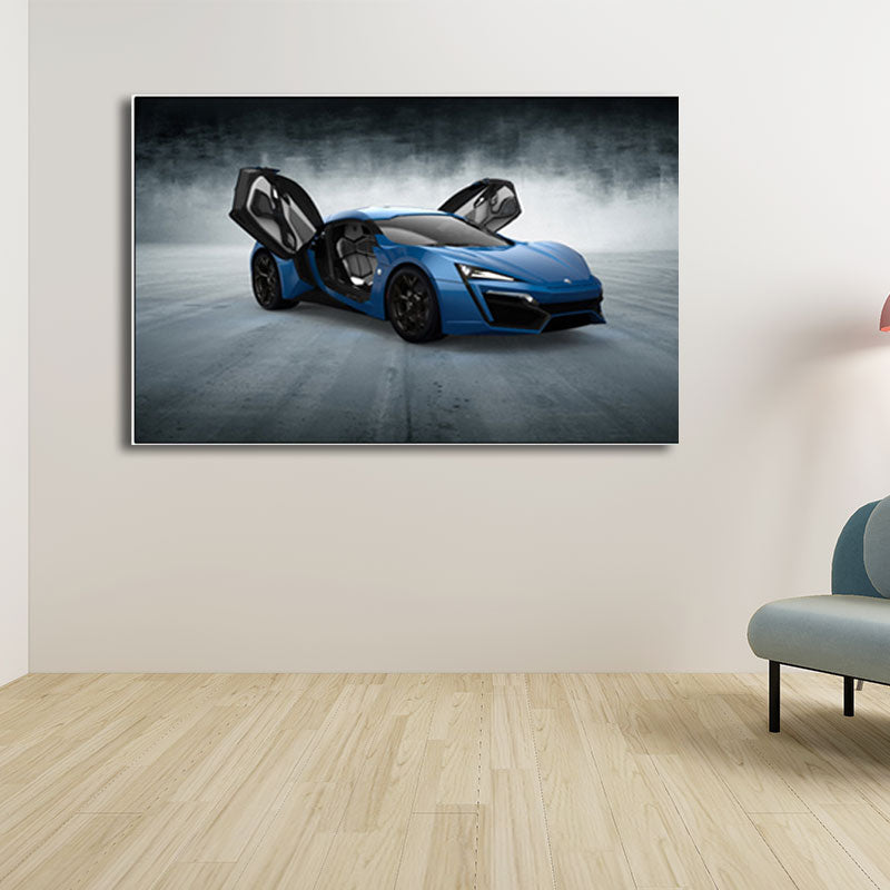 Contemporary Boys Art Print with Sport Car Pattern Bright Color Wall Decor for Bedroom Clearhalo 'Art Gallery' 'Canvas Art' 'Contemporary Art Gallery' 'Modern' Arts' 1653454
