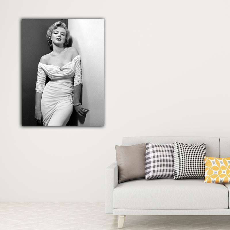 Marilyn Monroe Wall Art Light-Color Canvas Print Wall Decor for Boys Bedroom, Textured - Grey - Clearhalo - 'Arts' - 'Canvas Art' - 1653599