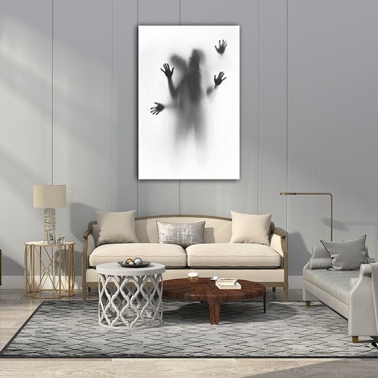 Blur Shadow of Lovers Canvas Art Contemporary Textured Family Room Wall Decor in Grey Grey Design 1 Clearhalo 'Art Gallery' 'Canvas Art' 'Contemporary Art Gallery' 'Modern' Arts' 1653655