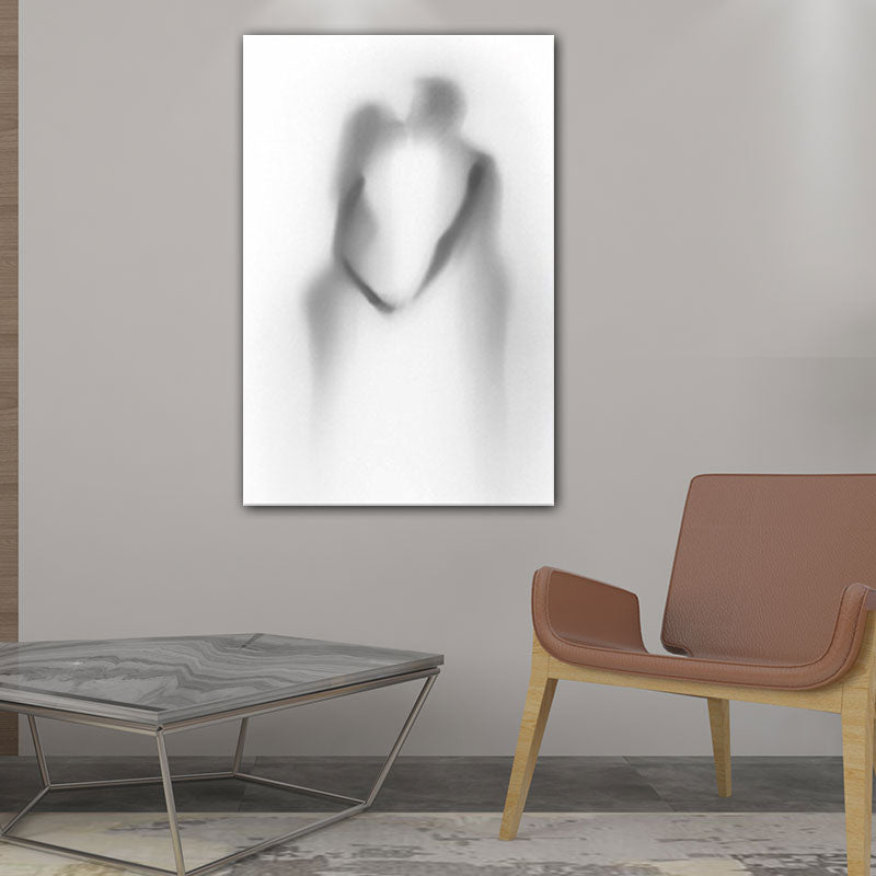 Blur Shadow of Lovers Canvas Art Contemporary Textured Family Room Wall Decor in Grey Clearhalo 'Art Gallery' 'Canvas Art' 'Contemporary Art Gallery' 'Modern' Arts' 1653663