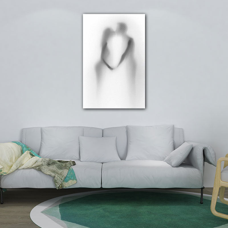 Blur Shadow of Lovers Canvas Art Contemporary Textured Family Room Wall Decor in Grey Clearhalo 'Art Gallery' 'Canvas Art' 'Contemporary Art Gallery' 'Modern' Arts' 1653664
