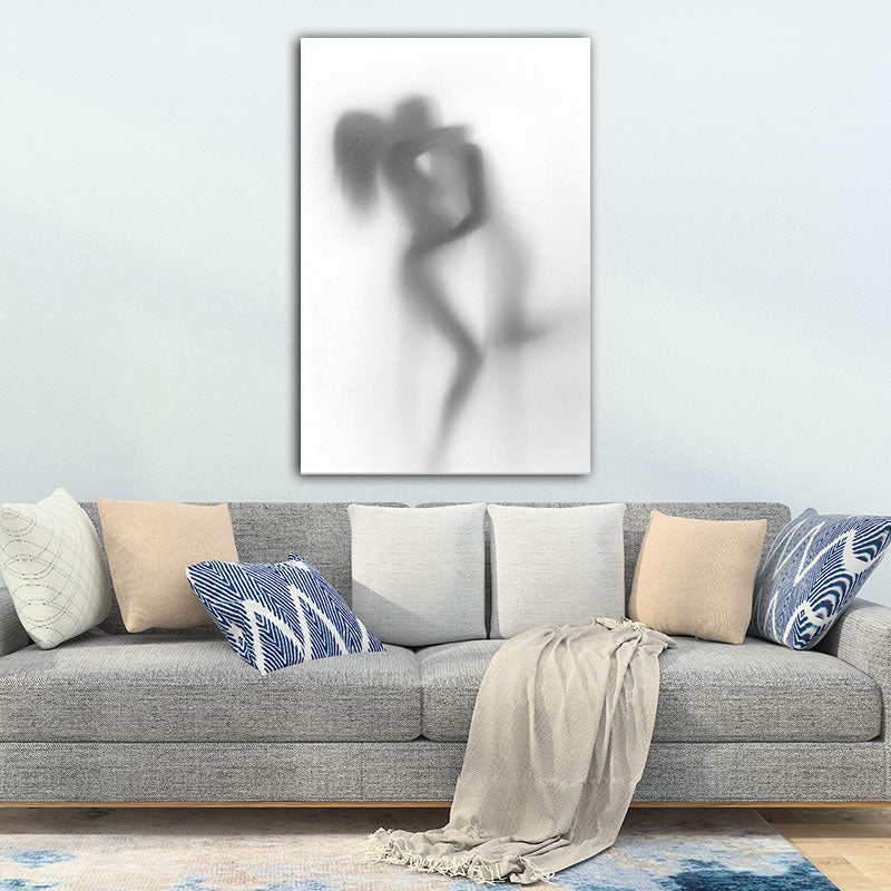 Blur Shadow of Lovers Canvas Art Contemporary Textured Family Room Wall Decor in Grey Grey Design 3 Clearhalo 'Art Gallery' 'Canvas Art' 'Contemporary Art Gallery' 'Modern' Arts' 1653669