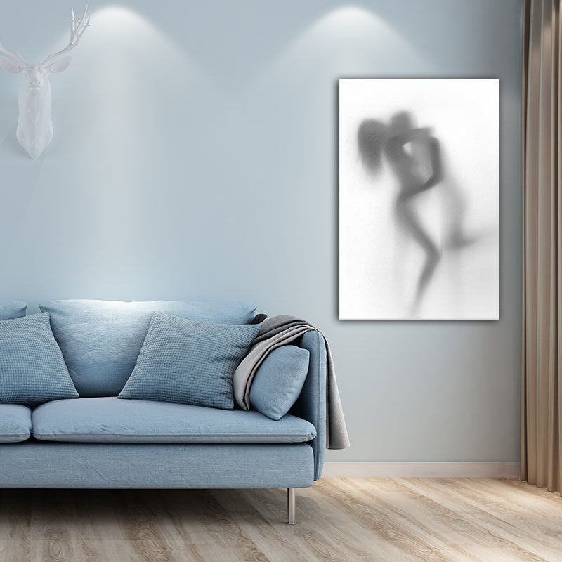 Blur Shadow of Lovers Canvas Art Contemporary Textured Family Room Wall Decor in Grey Clearhalo 'Art Gallery' 'Canvas Art' 'Contemporary Art Gallery' 'Modern' Arts' 1653670