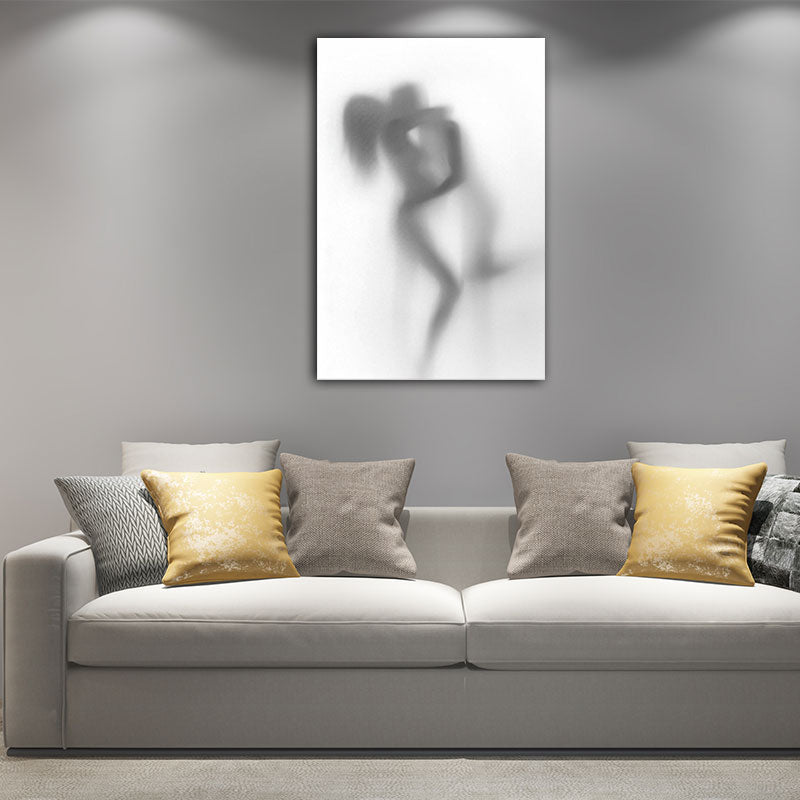 Blur Shadow of Lovers Canvas Art Contemporary Textured Family Room Wall Decor in Grey Clearhalo 'Art Gallery' 'Canvas Art' 'Contemporary Art Gallery' 'Modern' Arts' 1653671