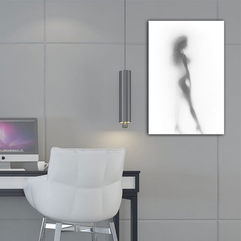 Modern Creative Canvas in Grey Shadow of Sexy Woman on the Frosted Glass Wall Art for Room Grey Design 1 Clearhalo 'Art Gallery' 'Canvas Art' 'Contemporary Art Gallery' 'Modern' Arts' 1653720