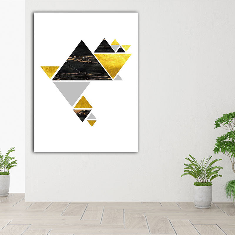 Geometry Triangle Pattern Wall Decor Modern Style Canvas Textured Painting in Yellow Yellow Design 1 Clearhalo 'Art Gallery' 'Canvas Art' 'Contemporary Art Gallery' 'Modern' Arts' 1653782