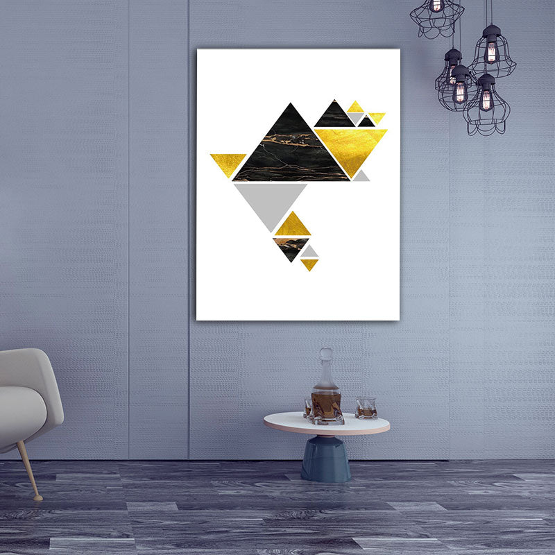 Geometry Triangle Pattern Wall Decor Modern Style Canvas Textured Painting in Yellow Clearhalo 'Art Gallery' 'Canvas Art' 'Contemporary Art Gallery' 'Modern' Arts' 1653783
