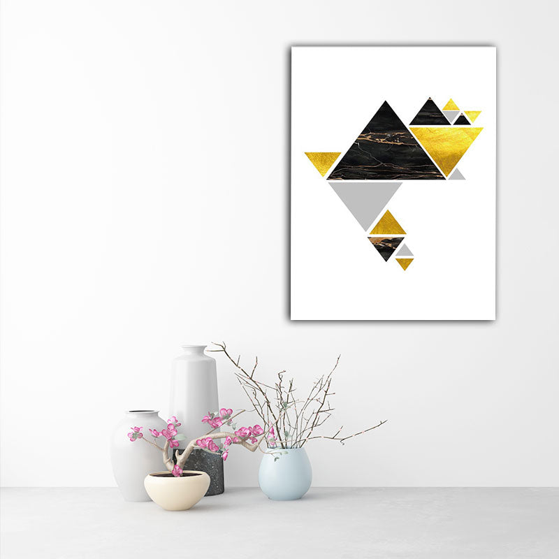 Geometry Triangle Pattern Wall Decor Modern Style Canvas Textured Painting in Yellow Clearhalo 'Art Gallery' 'Canvas Art' 'Contemporary Art Gallery' 'Modern' Arts' 1653784