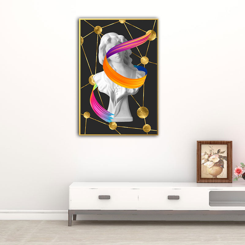 Statuette Wall Art for Home Figure Print Canvas in Dark Color, Textured Surface Clearhalo 'Arts' 'Canvas Art' 1653872