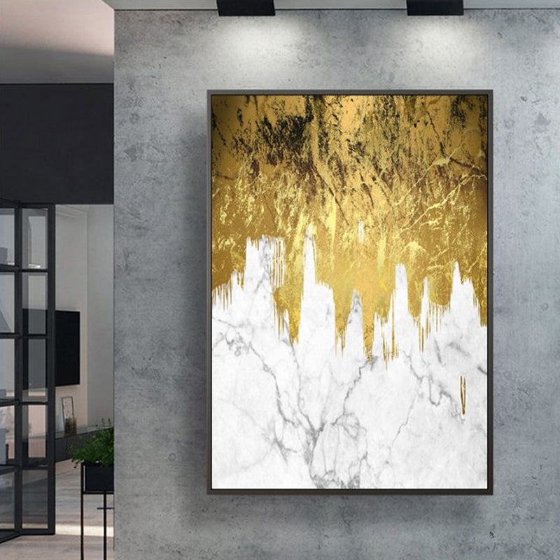 Abstract Canvas Art Glam Enchanting Marble and Foil Effect Wall Decor in Bright Color - White - Clearhalo - 'Arts' - 'Canvas Art' - 1653988