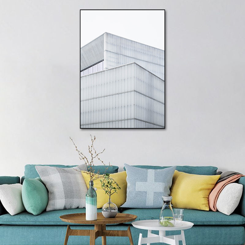 Modernism Skyscraper Exterior View Canvas Light-Color Architecture Wall Art Decor Clearhalo 'Art Gallery' 'Canvas Art' 'Contemporary Art Gallery' 'Modern' Arts' 1654100