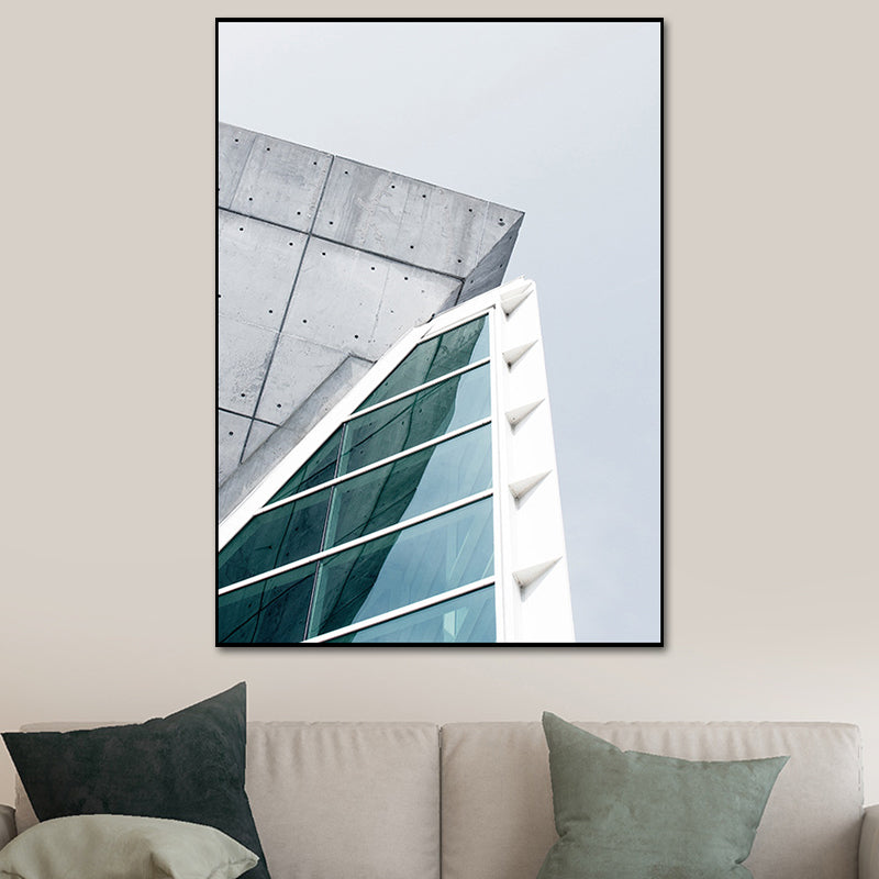 Modernism Skyscraper Exterior View Canvas Light-Color Architecture Wall Art Decor Clearhalo 'Art Gallery' 'Canvas Art' 'Contemporary Art Gallery' 'Modern' Arts' 1654107