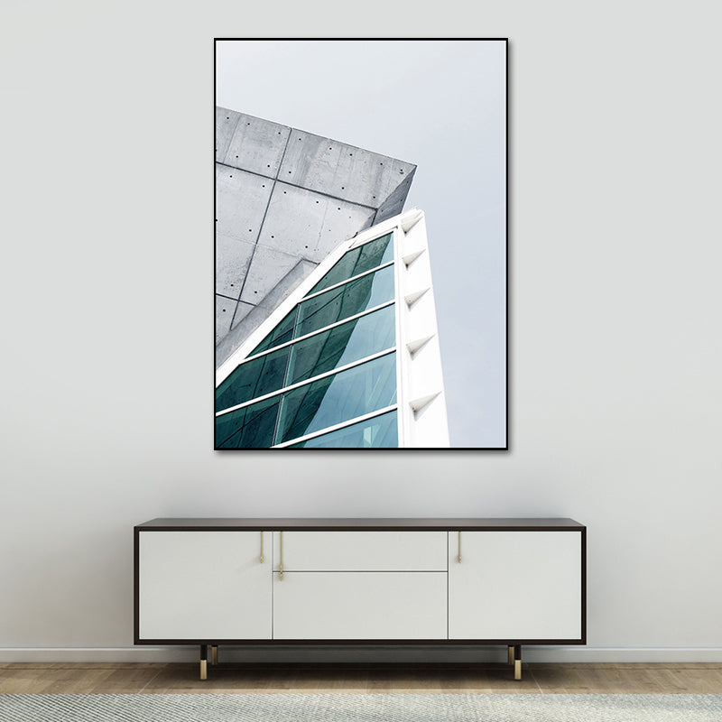 Modernism Skyscraper Exterior View Canvas Light-Color Architecture Wall Art Decor Clearhalo 'Art Gallery' 'Canvas Art' 'Contemporary Art Gallery' 'Modern' Arts' 1654108