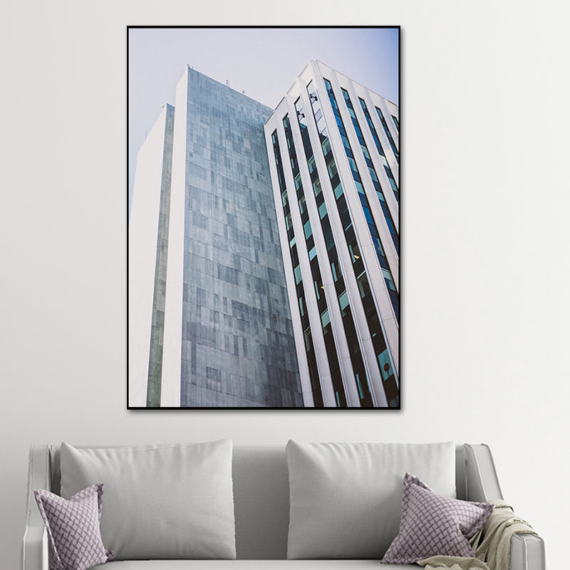 Modernism Skyscraper Exterior View Canvas Light-Color Architecture Wall Art Decor Clearhalo 'Art Gallery' 'Canvas Art' 'Contemporary Art Gallery' 'Modern' Arts' 1654112