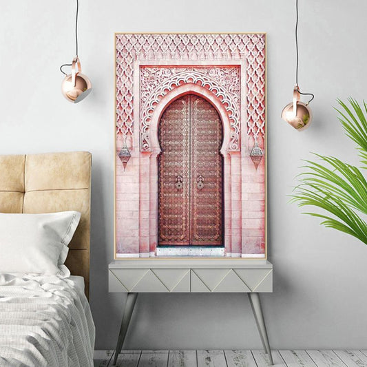 Pink Arched Door Wall Decor Architecture Modernist Textured Canvas Wall Art for Room Clearhalo 'Art Gallery' 'Canvas Art' 'Contemporary Art Gallery' 'Modern' Arts' 1654150