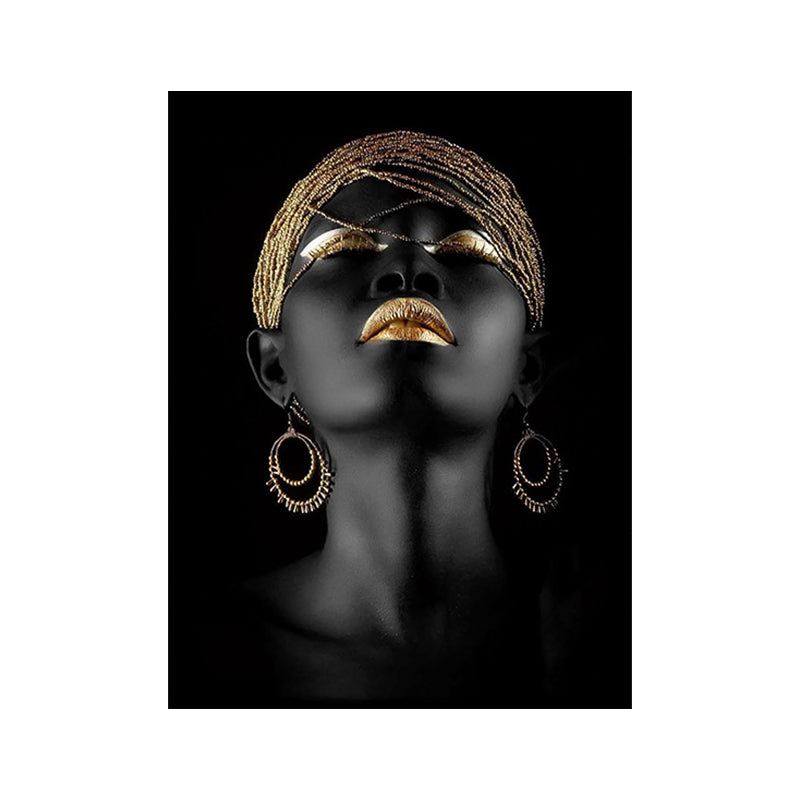 Gold Glam Canvas Wall Art Photographs Woman Face Paints Wall Decor for Living Room