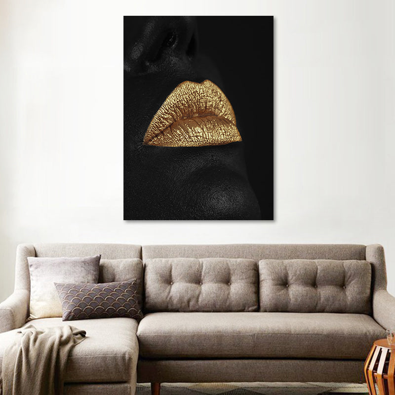 Gold Glam Canvas Wall Art Foto's vrouw gezicht schildert muurdecoratie voor woonkamer