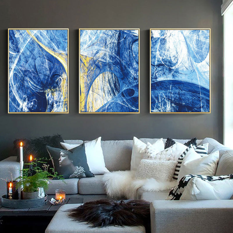 Modern Style Canvas Blue Abstract Pattern Wall Art Decor, Multiple Sizes Options Blue Design 1 Clearhalo 'Art Gallery' 'Canvas Art' 'Contemporary Art Gallery' 'Modern' Arts' 1654334