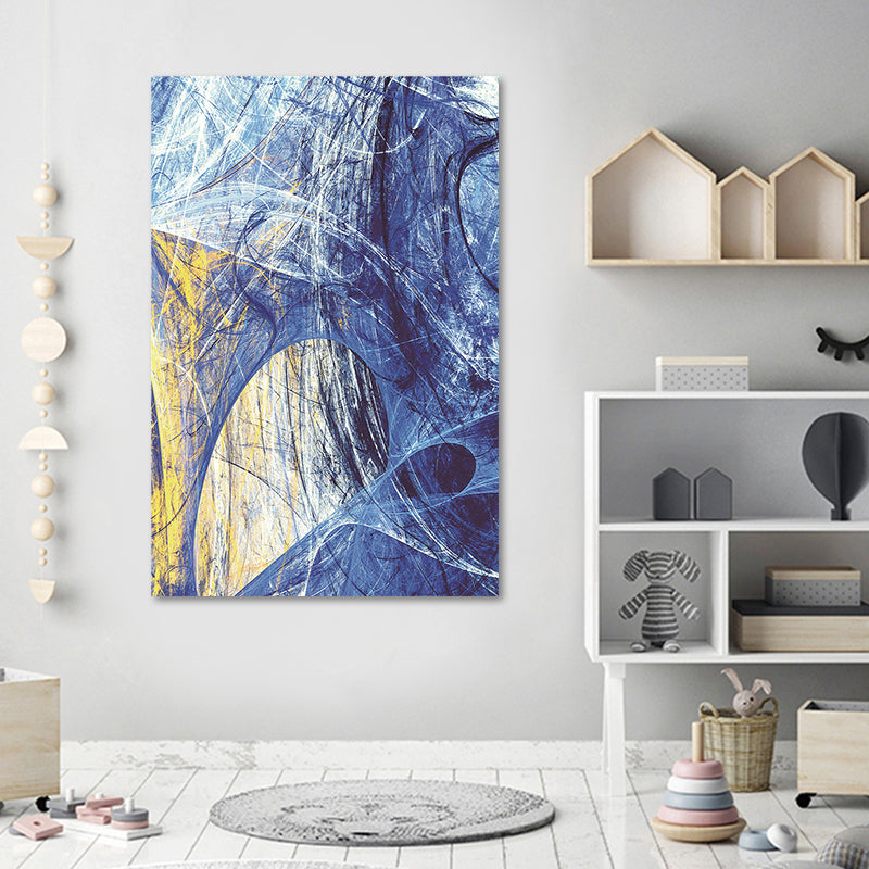 Modern Style Canvas Blue Abstract Pattern Wall Art Decor, Multiple Sizes Options Clearhalo 'Art Gallery' 'Canvas Art' 'Contemporary Art Gallery' 'Modern' Arts' 1654335