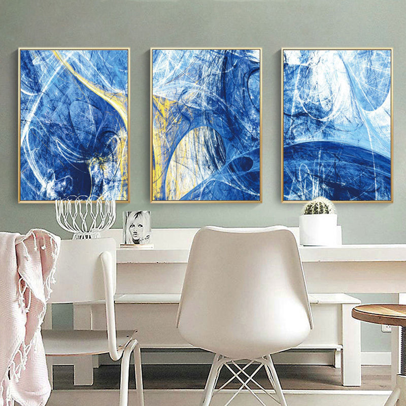 Modern Style Canvas Blue Abstract Pattern Wall Art Decor, Multiple Sizes Options Blue Design 2 Clearhalo 'Art Gallery' 'Canvas Art' 'Contemporary Art Gallery' 'Modern' Arts' 1654341