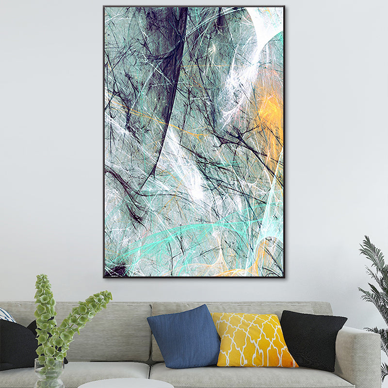 Green Abstract Wall Decor Textured Modern Bedroom Painting, Multiple Sizes Available Clearhalo 'Art Gallery' 'Canvas Art' 'Contemporary Art Gallery' 'Modern' Arts' 1654375