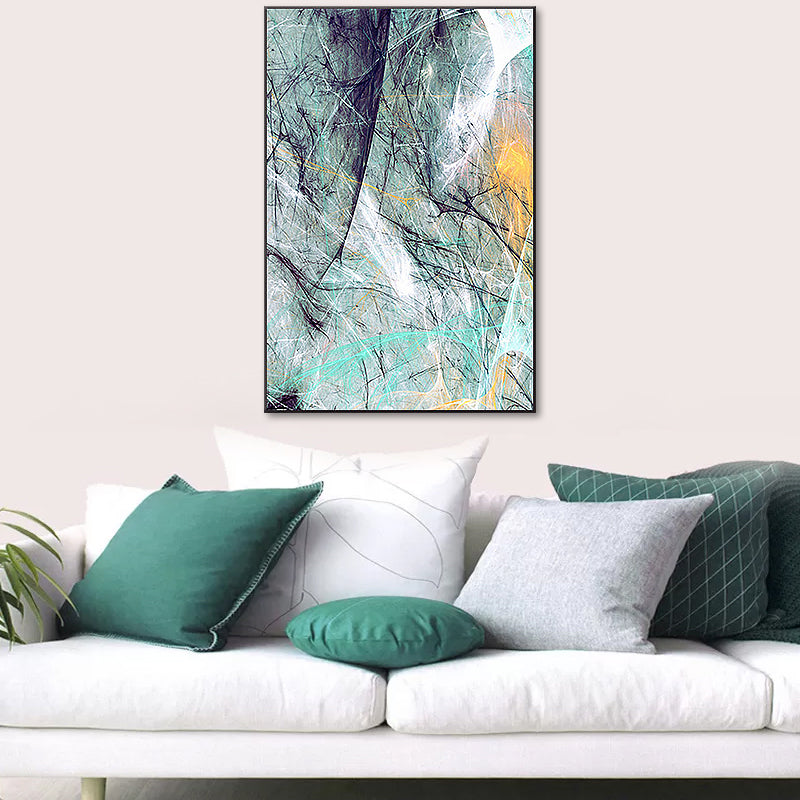 Green Abstract Wall Decor Textured Modern Bedroom Painting, Multiple Sizes Available Clearhalo 'Art Gallery' 'Canvas Art' 'Contemporary Art Gallery' 'Modern' Arts' 1654376