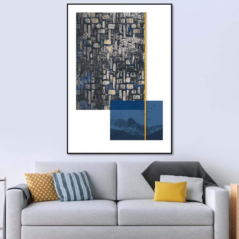 Abstract Wall Art Contemporary Textured Wrapped Canvas in Dark Color for Room Blue Clearhalo 'Art Gallery' 'Canvas Art' 'Contemporary Art Gallery' 'Modern' Arts' 1654410