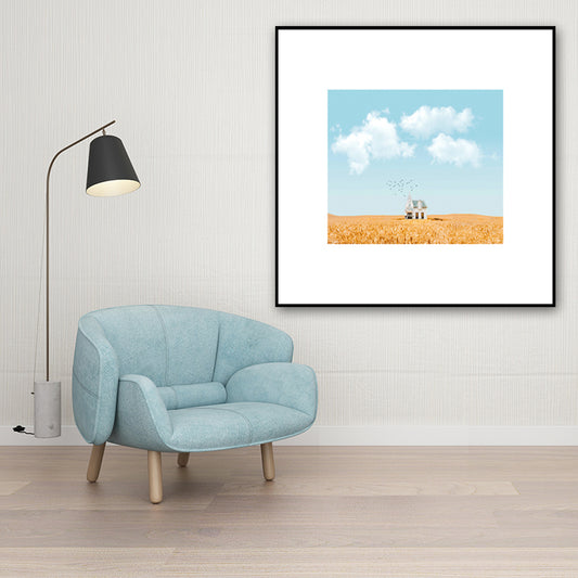 Canvas Textured Wall Decor Scandinavian Illustration Scenery Art Print in Soft Color Clearhalo 'Arts' 'Canvas Art' 1654430