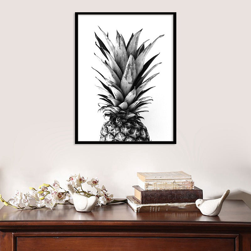 Gris photo imprimé ananas toile texturée nordique house intérieur mur art décor