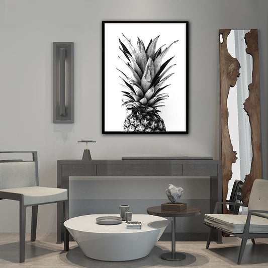 Grey Photo Printed Pineapple Canvas Textured Nordic House Interior Wall Art Decor