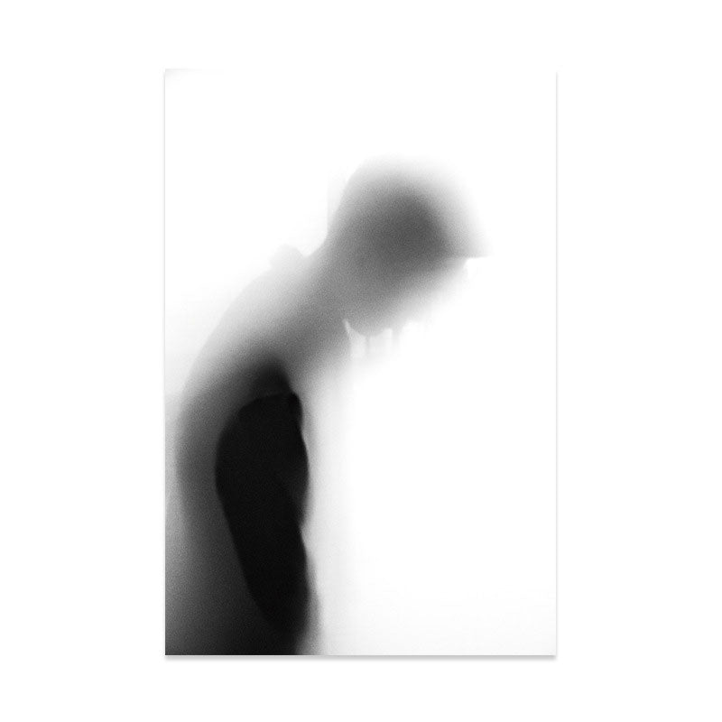 Modern Photographic Figure Wall Art Grey Man Shadow on the Frosted Glass Canvas Print for Home Clearhalo 'Art Gallery' 'Canvas Art' 'Contemporary Art Gallery' 'Modern' Arts' 1654525