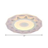 16.5"/20.5"/24.5" Wide LED Bedroom Flushmount with Polygon Acrylic Shade White Ceiling Light Fixture in Warm/White Light Clearhalo 'Ceiling Lights' 'Close To Ceiling Lights' 'Close to ceiling' 'Flush mount' Lighting' 165452