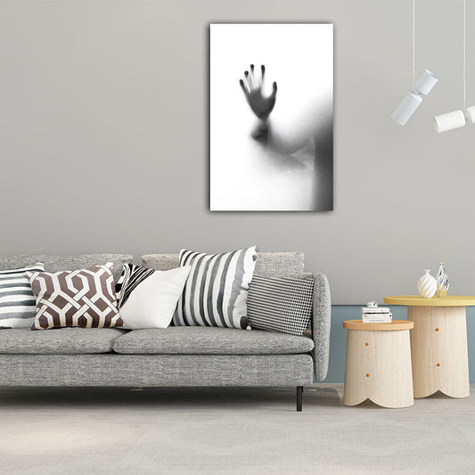 Modern Photographic Figure Wall Art Grey Man Shadow on the Frosted Glass Canvas Print for Home Clearhalo 'Art Gallery' 'Canvas Art' 'Contemporary Art Gallery' 'Modern' Arts' 1654535