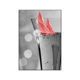 Mixed Media Wine Glass Art Print for Dining Room, Red and Grey, Textured Surface Clearhalo 'Art Gallery' 'Canvas Art' 'Contemporary Art Gallery' 'Modern' Arts' 1654636