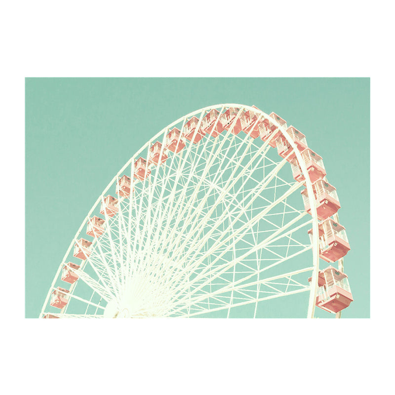 Ferris Wheel Wall Art Print Modern Textured Canvas in Pink on Green for Kids Room Clearhalo 'Art Gallery' 'Canvas Art' 'Contemporary Art Gallery' 'Modern' Arts' 1654665
