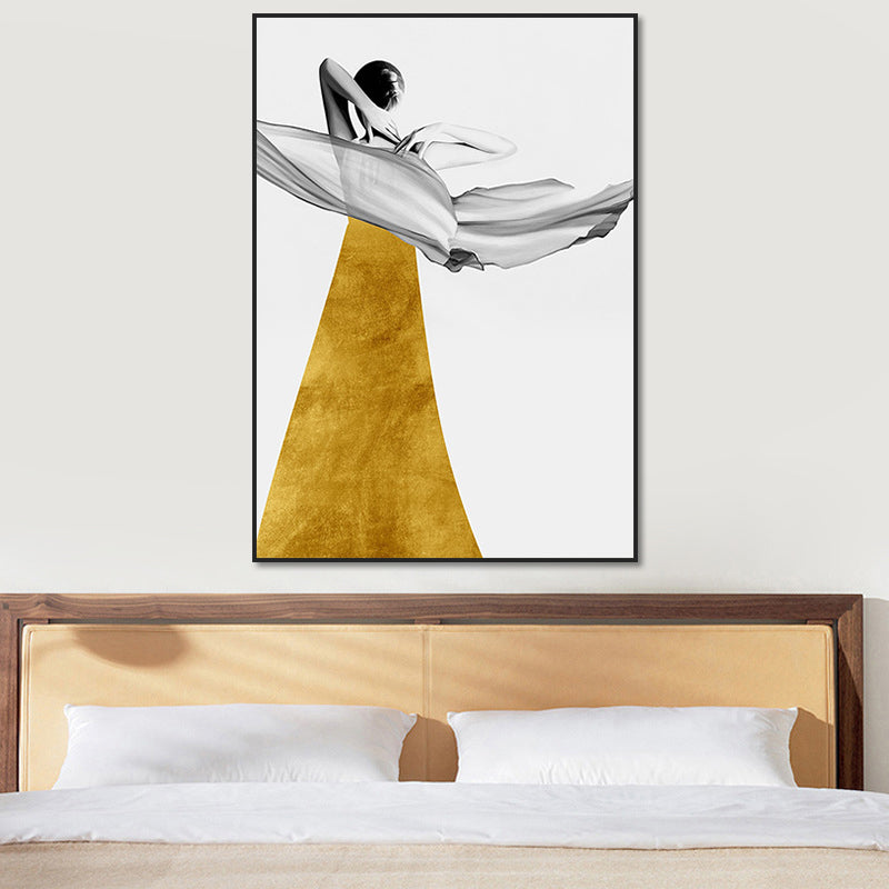 Elegant Woman Print Canvas Wall Art for Girls Bedroom, Pastel Color, Textured Design Clearhalo 'Art Gallery' 'Canvas Art' 'Contemporary Art Gallery' 'Modern' Arts' 1654771