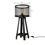 Drum Mesh Metal Shade Table Lighting Retro Stylish 1 Light Farmhouse Standing Floor Light with Tripod Design in Black Clearhalo 'Lamps' 'Table Lamps' Lighting' 165482