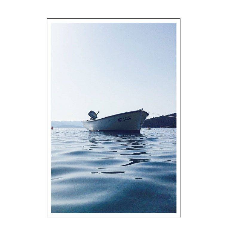 Photo Boat and River Canvas Print Blue Modern Style Wall Art for House Interior Clearhalo 'Art Gallery' 'Canvas Art' 'Contemporary Art Gallery' 'Modern' Arts' 1654832