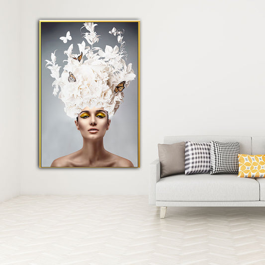 Woman Face and Butterflies Canvas Print Glam Textured House Interior Wall Art Decor Clearhalo 'Arts' 'Canvas Art' 1654877