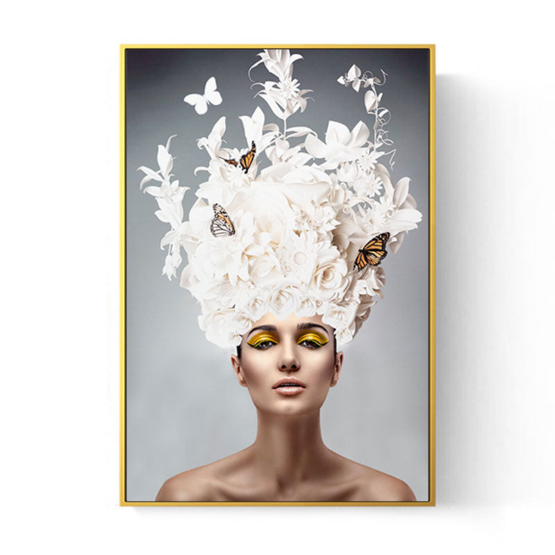 Woman Face and Butterflies Canvas Print Glam Textured House Interior Wall Art Decor Clearhalo 'Arts' 'Canvas Art' 1654878