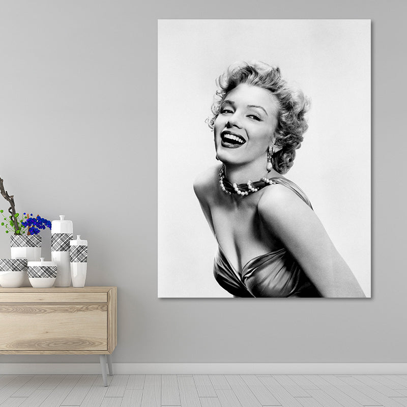 Photo Print Marilyn Monroe Canvas Retro Classic Superstar Wall Art in Black and White Black Design 1 Clearhalo 'Arts' 'Canvas Art' 1654897