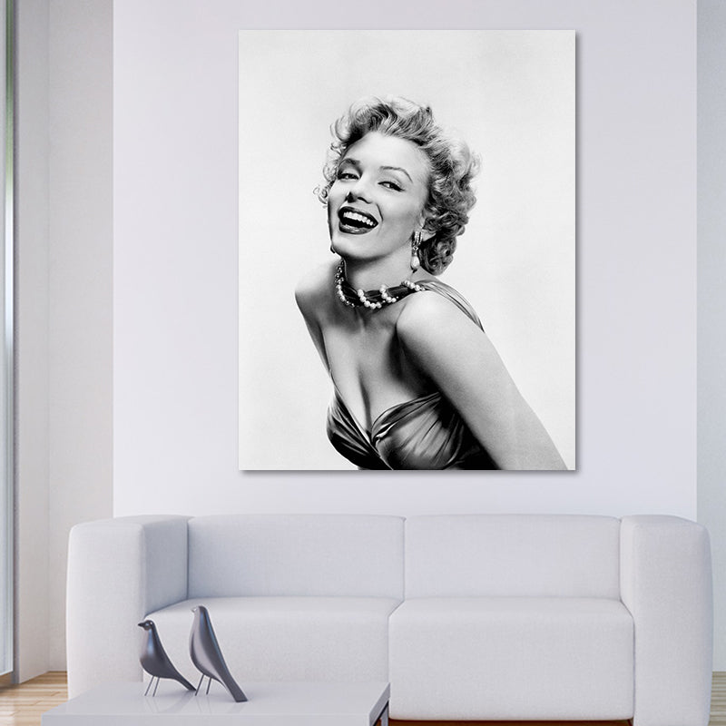 Photo Print Marilyn Monroe Canvas Retro Classic Superstar Wall Art in Black and White Clearhalo 'Arts' 'Canvas Art' 1654898