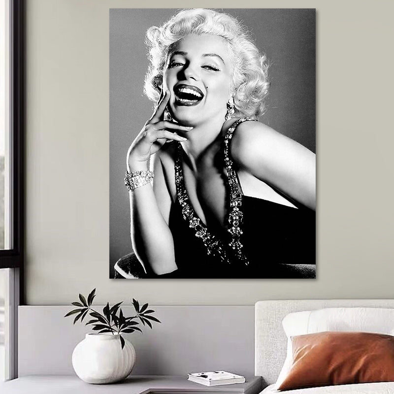Photo Print Marilyn Monroe Canvas Retro Classic Superstar Wall Art in Black and White Black Design 2 Clearhalo 'Arts' 'Canvas Art' 1654904