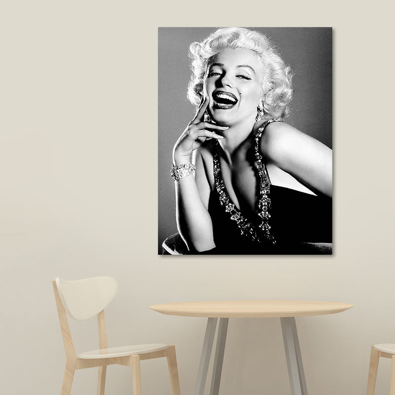 Photo Print Marilyn Monroe Canvas Retro Classic Superstar Wall Art in Black and White Clearhalo 'Arts' 'Canvas Art' 1654905