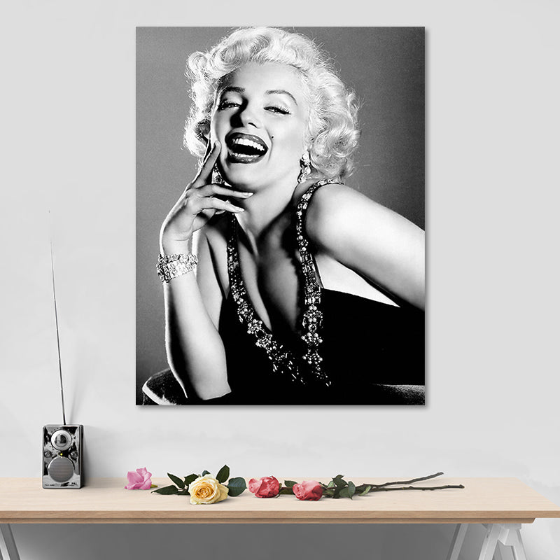 Photo Print Marilyn Monroe Canvas Retro Classic Superstar Wall Art in Black and White Clearhalo 'Arts' 'Canvas Art' 1654906