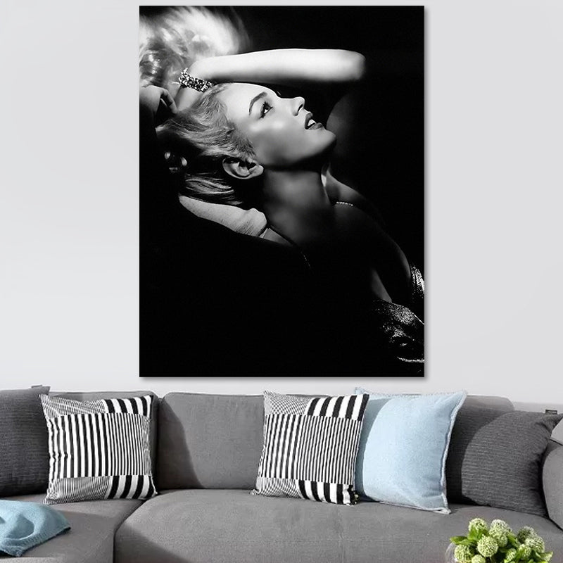 Photo Print Marilyn Monroe Canvas Retro Classic Superstar Wall Art in Black and White Black Design 3 Clearhalo 'Arts' 'Canvas Art' 1654908